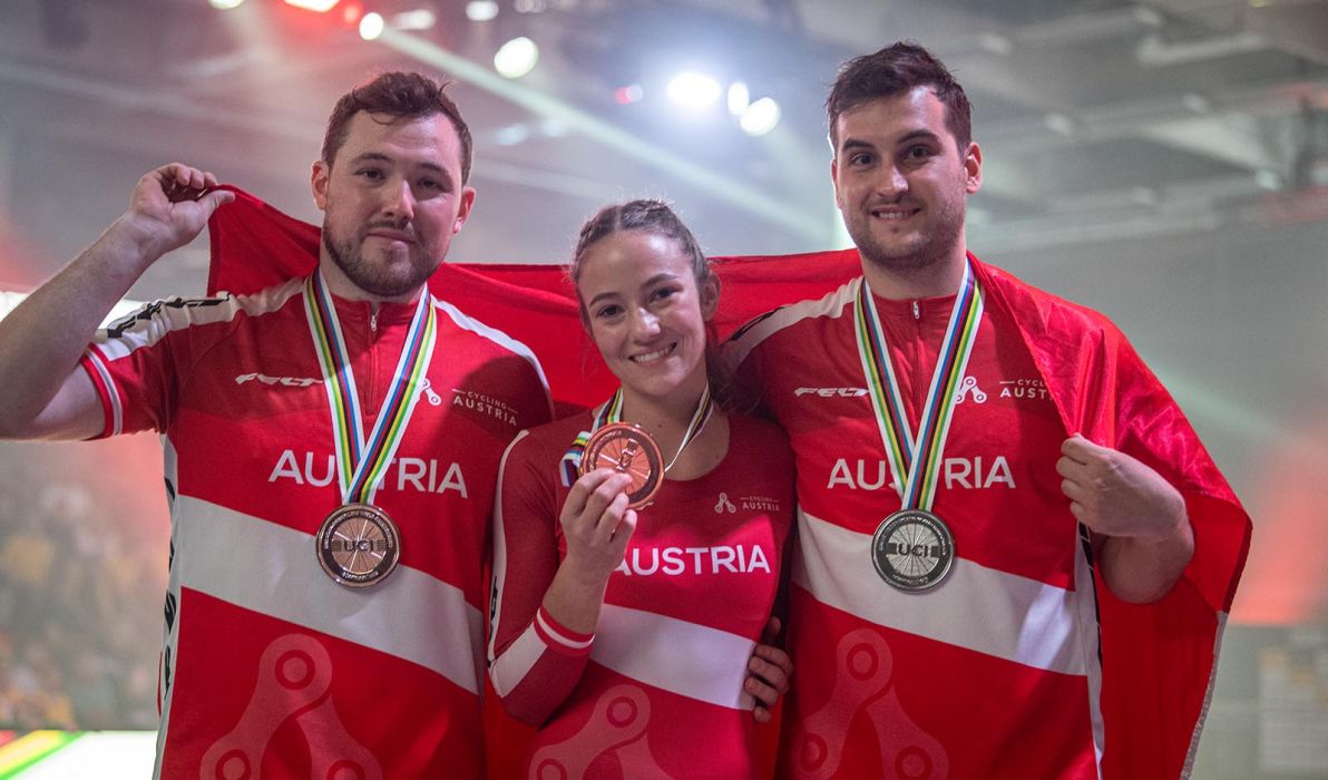 Patrick Schnetzer, Lorena Schneider und Stefan Feurstein - Österreichs drei Medaillengewinner in Göppingen (Foto: Drew Kaplan)
