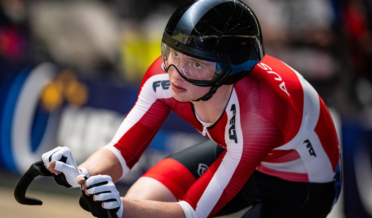 Raphael Kokas im Punkterennen der M&auml;nner bei den Europameisterschaften in Heusden-Zolder (Credit: Arne Mill)